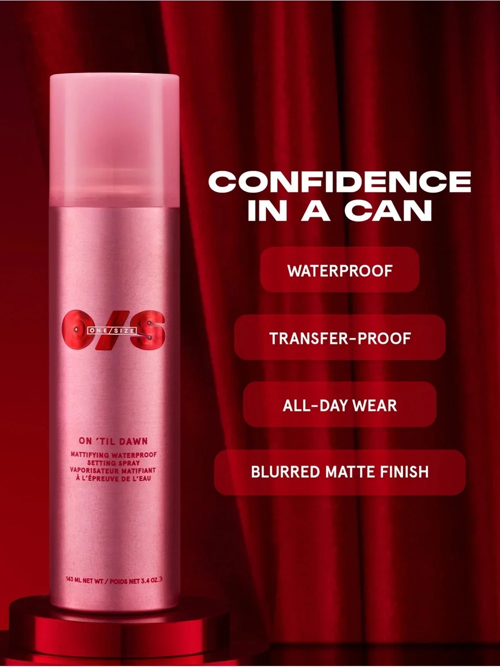 One Size On 'Til Dawn Mattifying Waterproof Setting Spray - Full Size!